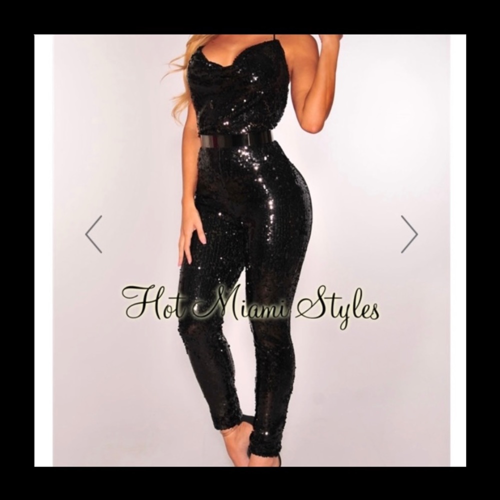 Black sequins jumpsuit